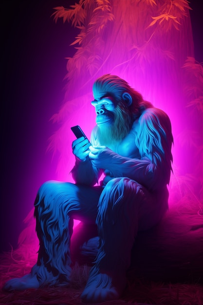 Bigfoot reprezentowany w neonowym blasku