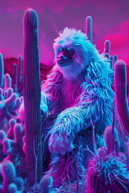 Bigfoot reprezentowany w neonowym blasku