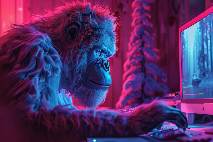Bezpłatny plik Zdjęcie bigfoot reprezentowany w neonowym blasku