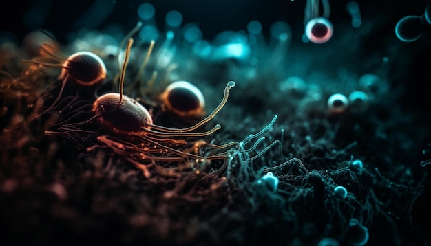 Bezpłatne zdjęcie biologia podwodna ujawnia świecące wzorce życia morskiego generowane przez sztuczną inteligencję