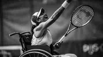 Bezpłatne zdjęcie black and white portrait of athlete competing in the paralympics championship games