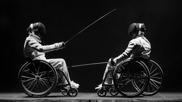 Bezpłatne zdjęcie black and white portrait of athlete competing in the paralympics championship games