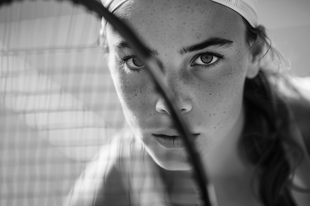 Bezpłatne zdjęcie black and white portrait of athlete participating in the olympic championship sports