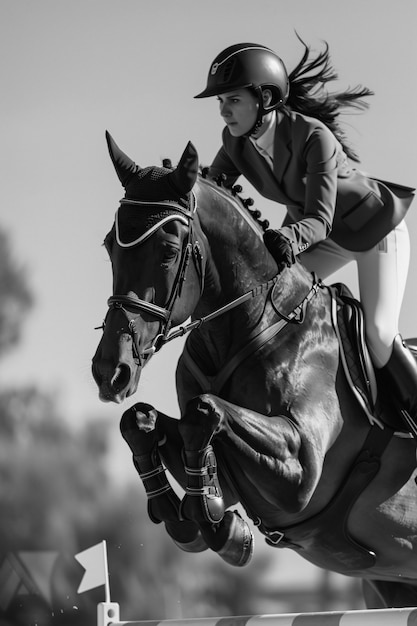 Bezpłatne zdjęcie black and white portrait of athlete participating in the olympic championship sports