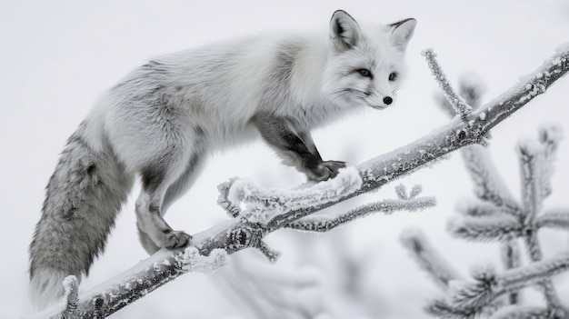 Bezpłatne zdjęcie black and white view of wild fox in its natural habitat