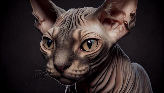 Bliska portret generatywnej sztucznej inteligencji słodkiego kociaka z wąsami