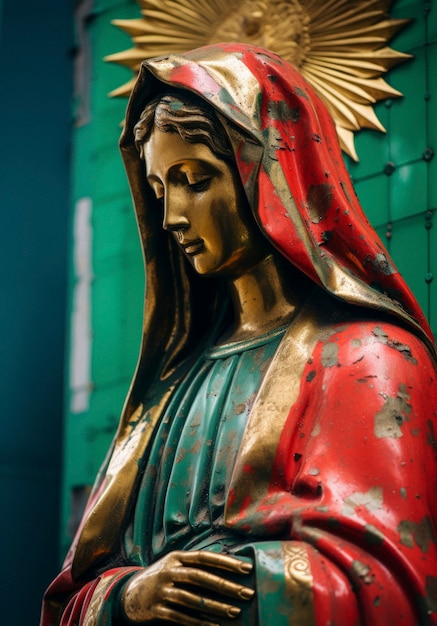 Bliskie zdjęcie meksykańskiego posągu Maryi Świętej