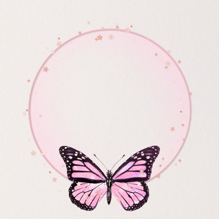 Bezpłatny plik Zdjęcie błyszczący różowy motyl ramki holograficznej ilustracji