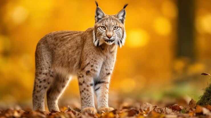 Bezpłatny plik Zdjęcie bobcat w przyrodzie w sezonie jesiennym