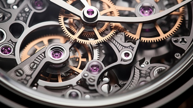 Bogate W Szczegóły I Skomplikowane Wnętrze Zegarka Przedstawione Jest Na Fascynującym Makroobrazie