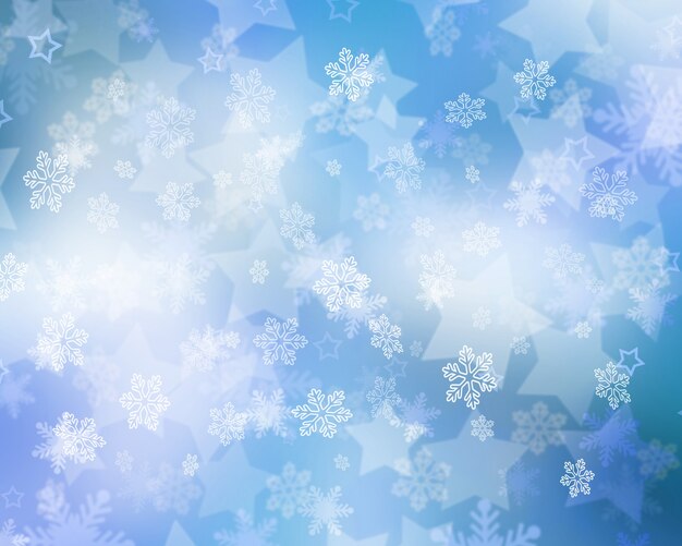 Boże Narodzenie tło spadające płatki śniegu i gwiazd