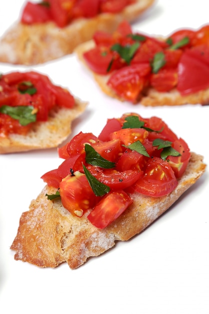 Bezpłatne zdjęcie bruschetta gotowy do spożycia