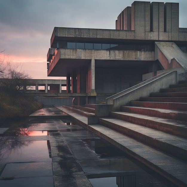 Bezpłatne zdjęcie budynek inspirowany neo-brutalizmem