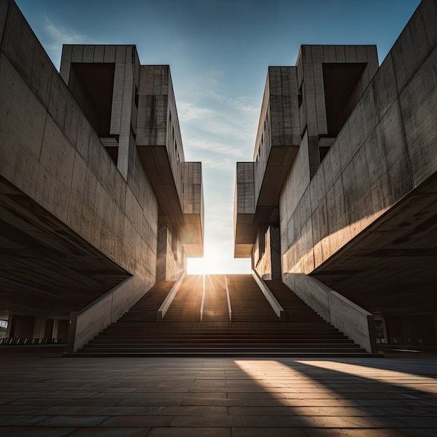 Bezpłatne zdjęcie budynek inspirowany neo-brutalizmem