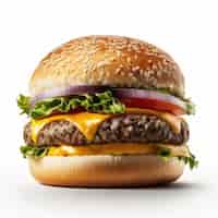 Bezpłatne zdjęcie burger smaczne samodzielnie na białym tle świeży hamburger fastfood z wołowiną i serem