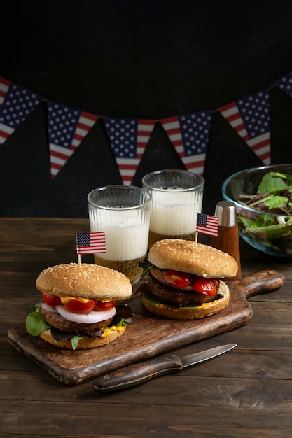 Burgery O Wysokim Kącie Z Układem Flagi Usa