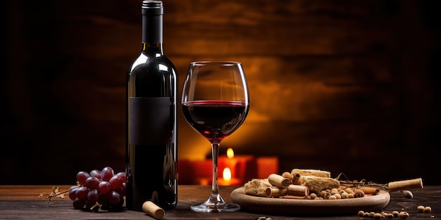 Bezpłatne zdjęcie butelka kieliszków do wina i korkociąg na wieczór.