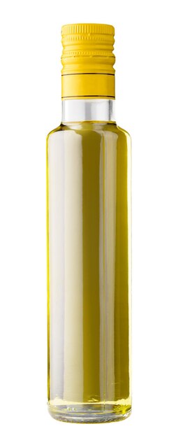 Butelka oliwy z oliwek na białym tle