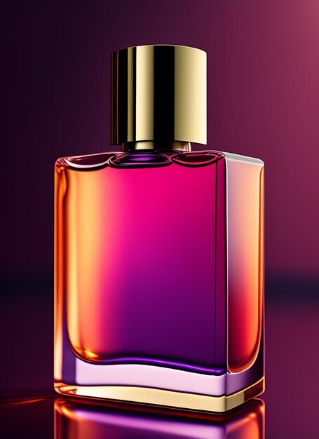 Butelka perfum z fioletowym tłem i napisem perfumy.