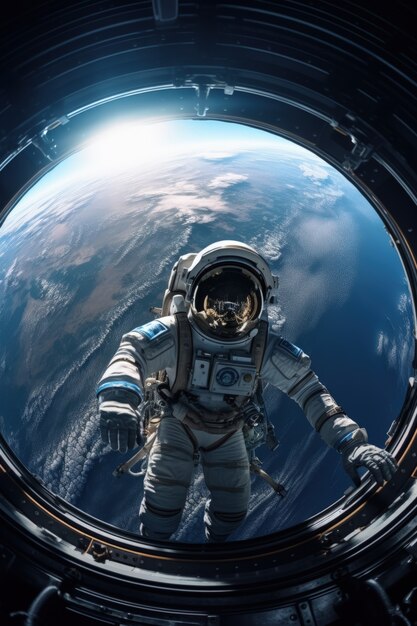 Całkowity zdjęcie fotorealistycznego astronauta