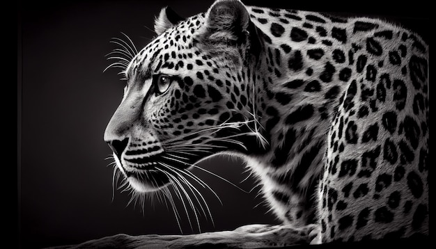 Cętkowany jaguar wpatruje się w majestatyczne piękno natury generatywnej sztucznej inteligencji
