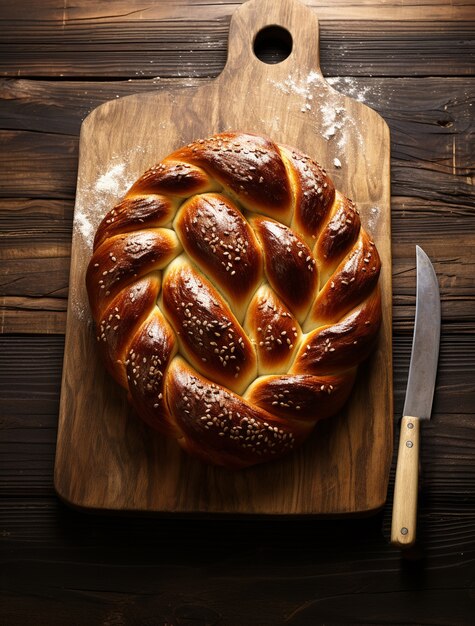 Challah na chanuckę na stole