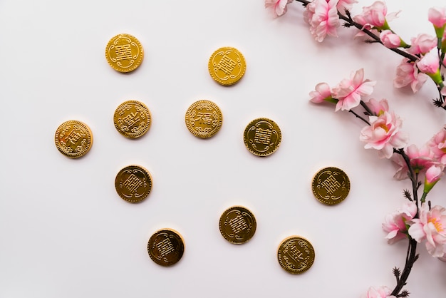 Chiński nowy rok pojęcie z monetami