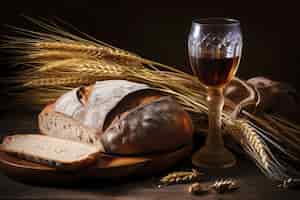 Bezpłatne zdjęcie chleb i wino do ceremonii religijnych