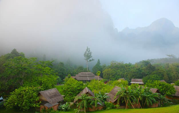 Chmura mgły wsi