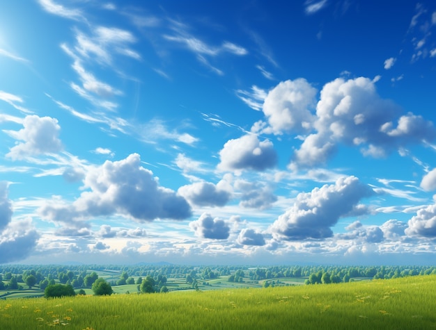 Chmury i łąka w fotorealistycznym stylu
