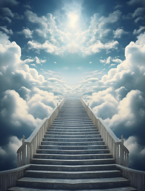 Chmury i schody w fotorealistycznym stylu