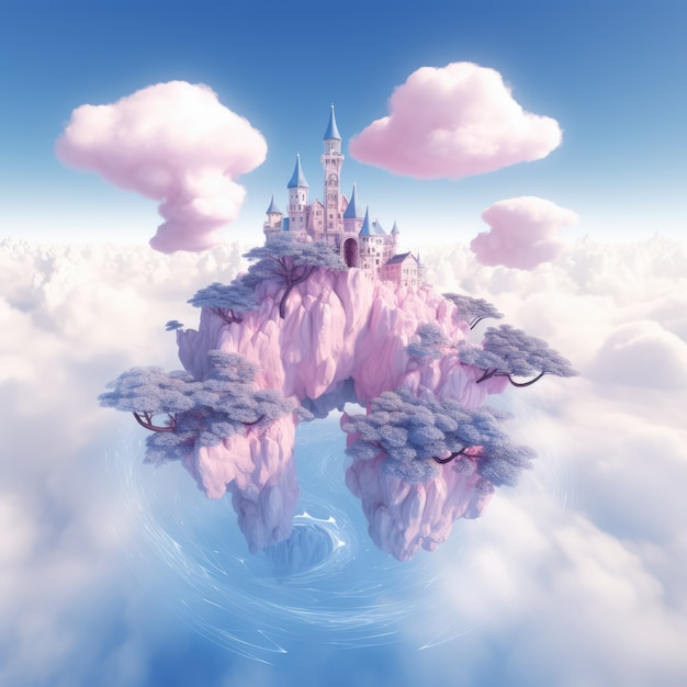 Chmury i zamek w stylu fantazji