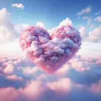 Bezpłatne zdjęcie chmury w stylu fantazji i kształt serca