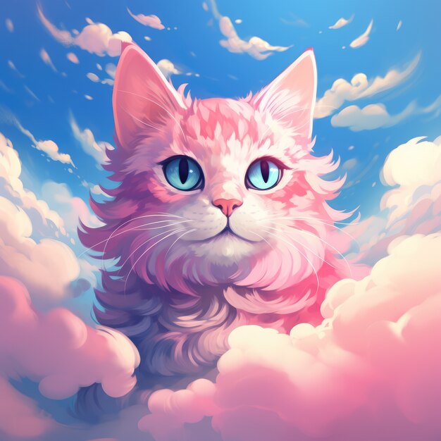 Chmury w stylu fantazji z kotem