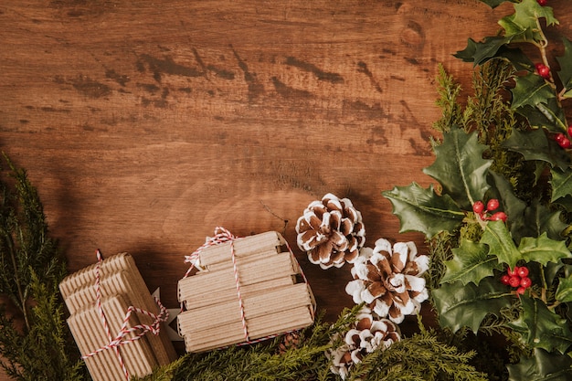 Bezpłatne zdjęcie christmas tła z małych prezentów