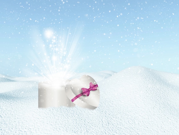 Christmas tła z sercem w kształcie pudełko w śniegu