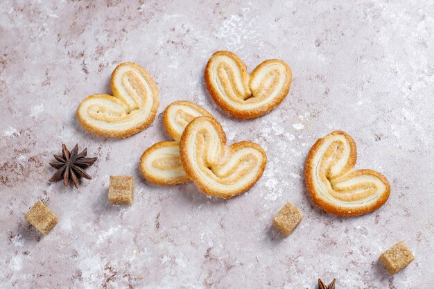 Ciasto Francuskie Palmier. Pyszne Francuskie Ciasteczka Palmier Z Cukrem