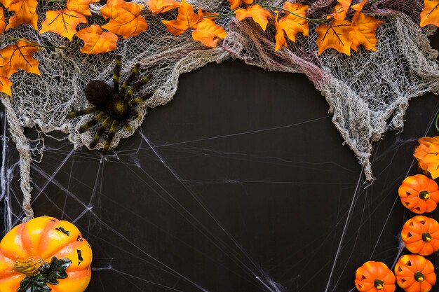 Ciemny halloween tle z dyni i pająk