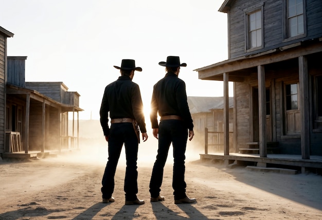 Bezpłatne zdjęcie cinematic portrait of american cowboy in the west with hat