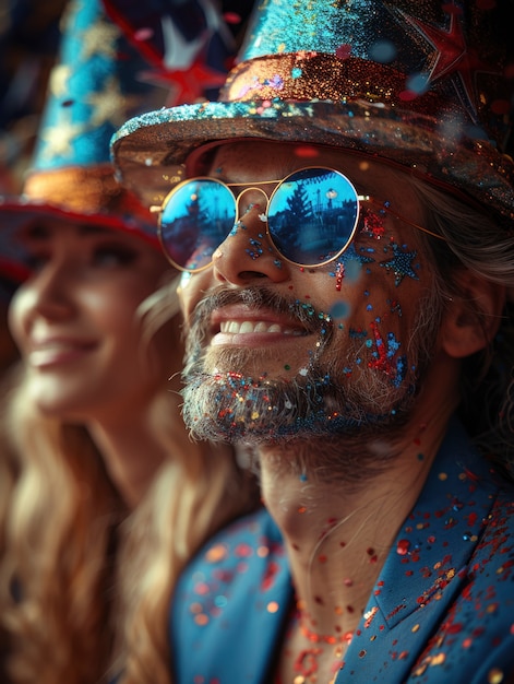 Bezpłatne zdjęcie cinematic portrait of people celebrating usa independence day national holiday