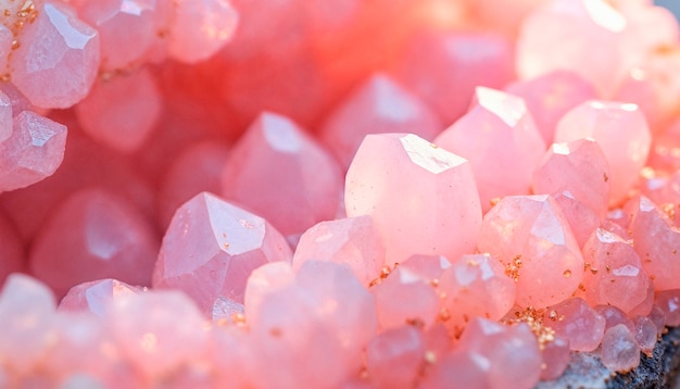 Close-up of a pink crystal cluster