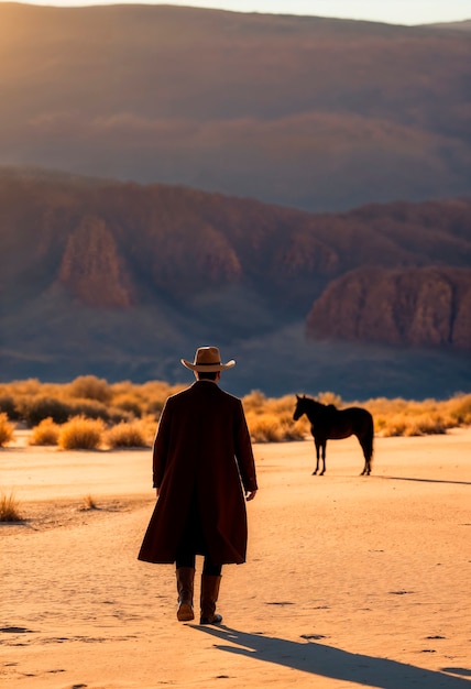 Bezpłatne zdjęcie cowboy with hat in photorealistic environment