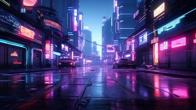 Cyberpunkowa miejska sceneria
