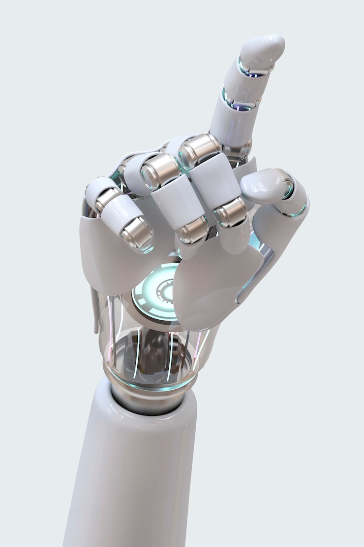 Bezpłatny plik Zdjęcie cyborg ręka wskazująca 3d, technologia sztucznej inteligencji