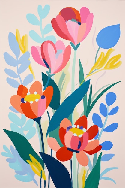Bezpłatne zdjęcie cyfrowa sztuka organicznych kształtów kwiatowych