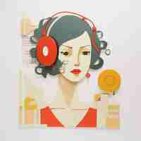 Bezpłatne zdjęcie cyfrowy portret artystyczny osoby słuchającej muzyki w słuchawkach