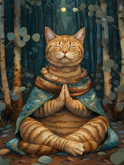 Bezpłatne zdjęcie cyfrowy portret artystyczny zwierzęcia medytującego i praktykującego uważność