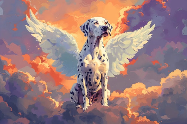 Bezpłatne zdjęcie cyfrowy portret uroczego zwierzęcia w niebie