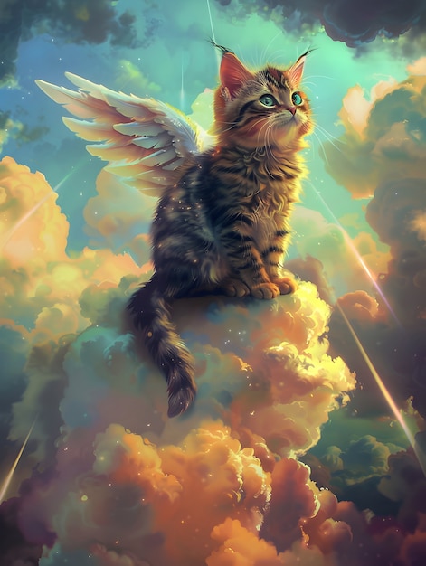Bezpłatne zdjęcie cyfrowy portret uroczego zwierzęcia w niebie