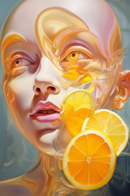 Cyfrowy portret z pomarańczowym